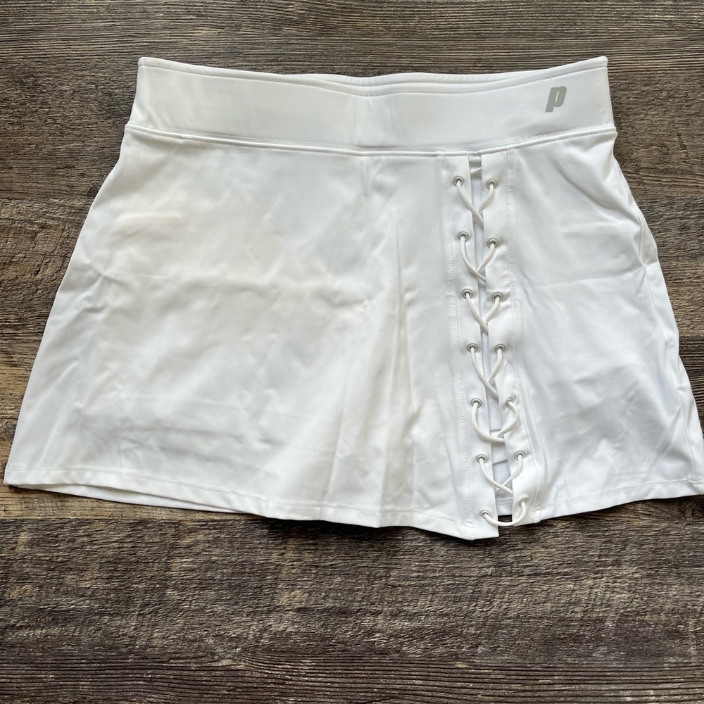 NWOT Prince Side Lace Up White Tennis Skirt S